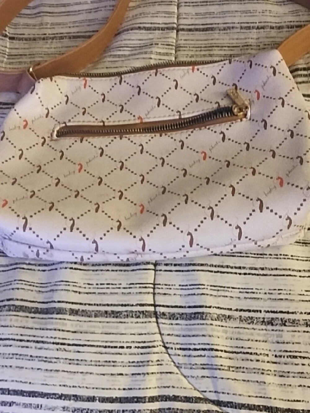 Baby Phat Cream and Tan Shoulder Crossbody with Matching Wallet